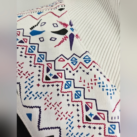 Vintage 80s Black & White Zip Up Turtle Neck Retro Sweater - Picture 5 of 7